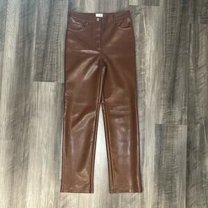 Wilfred (Aritzia) High‑Rise Faux Leather Pants Chocolate Brown Size 4